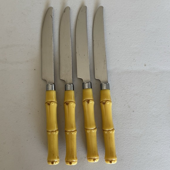 Gibson Other - Vintage Gibson Faux Bamboo Handle Tropical Stainless Steel Set Of 4 Knives‎ 9”